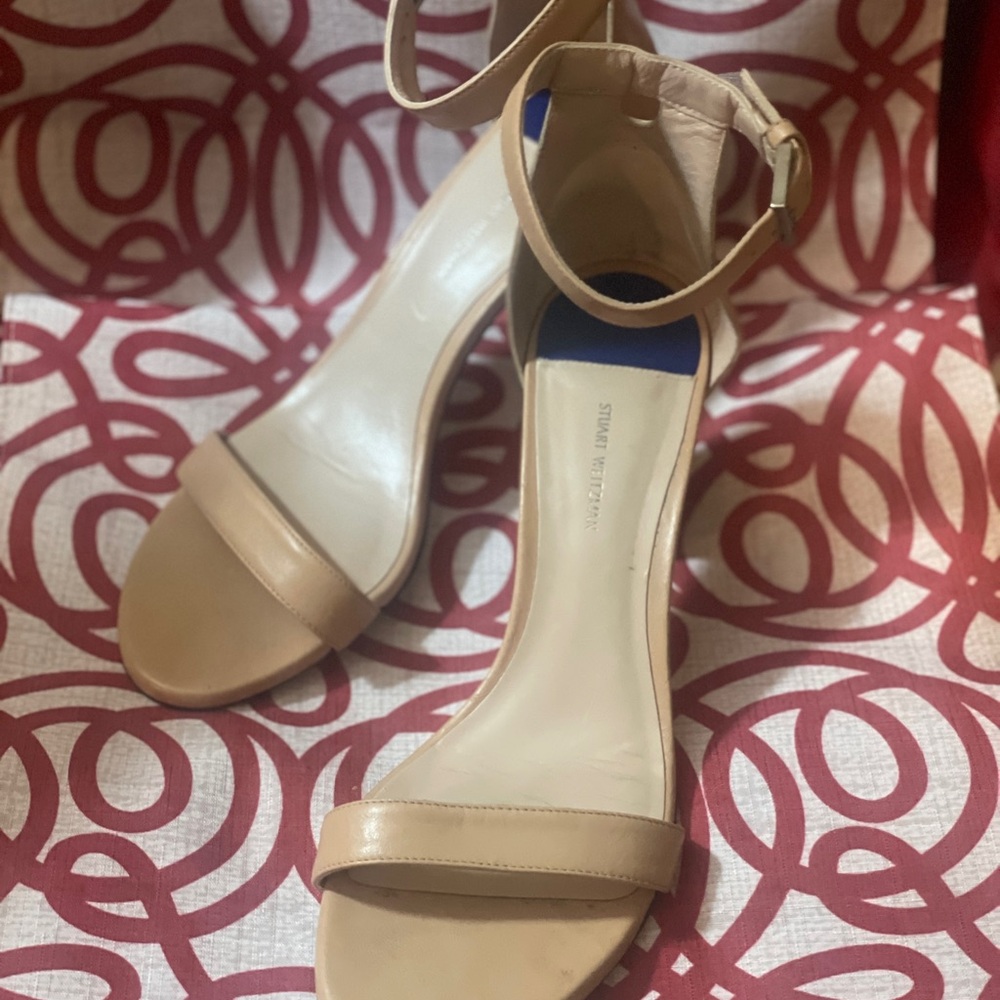 Stuart Weitzman Shoes Tan Block Heel Sandals Size 8.5